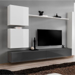 paris prix Meuble TV Mural Design "Switch VIII" 280cm Blanc & Gris