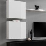 Paris Prix Meuble TV Mural Design "Switch VIII" 280cm Blanc & Noir