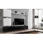 Paris Prix Meuble TV Mural Design "Switch VIII" 280cm Blanc & Noir
