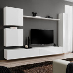 paris prix Meuble TV Mural Design "Switch VIII" 280cm Blanc