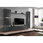 Paris Prix Meuble TV Mural Design "Switch VIII" 280cm Gris