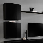 Paris Prix Meuble TV Mural Design "Switch VIII" 280cm Noir