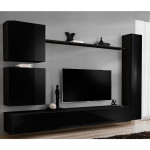 Paris Prix Meuble TV Mural Design "Switch VIII" 280cm Noir