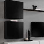 Paris Prix Meuble TV Mural Design "Switch VIII" 280cm Noir & Blanc