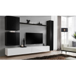 Paris Prix Meuble TV Mural Design "Switch VIII" 280cm Noir & Blanc