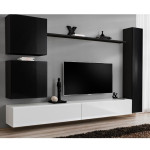 paris prix Meuble TV Mural Design "Switch VIII" 280cm Noir & Blanc