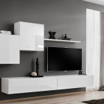 Paris Prix Meuble TV Mural Design "Switch X" 330cm Blanc