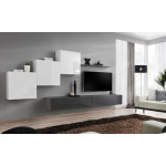 Paris Prix Meuble TV Mural Design "Switch X" 330cm Blanc & Gris