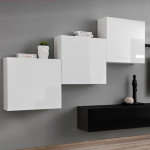 Paris Prix Meuble TV Mural Design "Switch X" 330cm Blanc & Noir