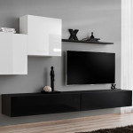 Paris Prix Meuble TV Mural Design "Switch X" 330cm Blanc & Noir