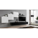 Paris Prix Meuble TV Mural Design "Switch X" 330cm Blanc & Noir