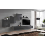 Paris Prix Meuble TV Mural Design "Switch X" 330cm Gris