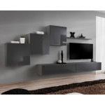 paris prix Meuble TV Mural Design "Switch X" 330cm Gris