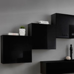 Paris Prix Meuble TV Mural Design "Switch X" 330cm Noir
