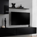 Paris Prix Meuble TV Mural Design "Switch X" 330cm Noir
