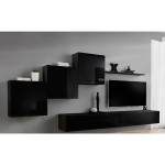 Paris Prix Meuble TV Mural Design "Switch X" 330cm Noir