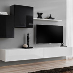 Paris Prix Meuble TV Mural Design "Switch X" 330cm Noir & Blanc