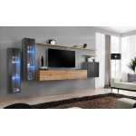 Paris Prix Meuble TV Mural Design "Switch XI" 330cm Gris & Naturel