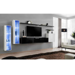 Paris Prix Meuble TV Mural Design "Switch XI" 330cm Noir & Blanc