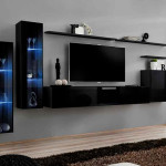 paris prix Meuble TV Mural Design "Switch XI" 330cm Noir