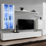 Paris Prix Meuble TV Mural Design "Switch XII" 270cm Blanc
