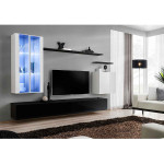 Paris Prix Meuble TV Mural Design "Switch XII" 270cm Blanc & Noir