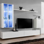 paris prix Meuble TV Mural Design "Switch XII" 270cm Blanc