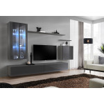 Paris Prix Meuble TV Mural Design "Switch XII" 270cm Gris