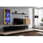 Paris Prix Meuble TV Mural Design "Switch XII" 270cm Naturel & Noir