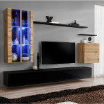 paris prix Meuble TV Mural Design "Switch XII" 270cm Naturel & Noir