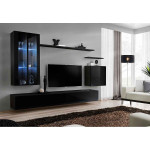 Paris Prix Meuble TV Mural Design "Switch XII" 270cm Noir
