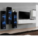 paris prix Meuble TV Mural Design "Switch XIII" 330cm Blanc & Noir