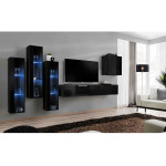 Paris Prix Meuble TV Mural Design "Switch XIII" 330cm Noir