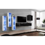 Paris Prix Meuble TV Mural Design "Switch XIII" 330cm Noir & Blanc