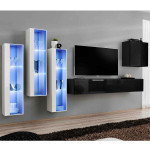 paris prix Meuble TV Mural Design "Switch XIII" 330cm Noir & Blanc