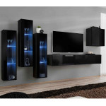 paris prix Meuble TV Mural Design "Switch XIII" 330cm Noir