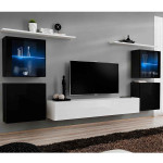 paris prix Meuble TV Mural Design "Switch XIV" 320cm Blanc & Noir