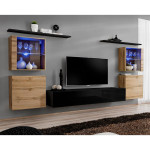paris prix Meuble TV Mural Design "Switch XIV" 320cm Naturel & Noir