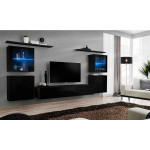 Paris Prix Meuble TV Mural Design "Switch XIV" 320cm Noir