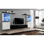 Paris Prix Meuble TV Mural Design "Switch XIV" 320cm Noir & Blanc