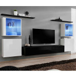 paris prix Meuble TV Mural Design "Switch XIV" 320cm Noir & Blanc