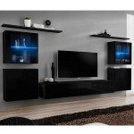 paris prix Meuble TV Mural Design "Switch XIV" 320cm Noir