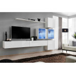 Paris Prix Meuble TV Mural Design "Switch XIX" 310cm Blanc