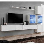 paris prix Meuble TV Mural Design "Switch XIX" 310cm Blanc