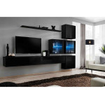 Paris Prix Meuble TV Mural Design "Switch XIX" 310cm Noir