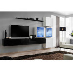 Paris Prix Meuble TV Mural Design "Switch XIX" 310cm Noir & Blanc