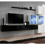 paris prix Meuble TV Mural Design "Switch XIX" 310cm Noir & Blanc