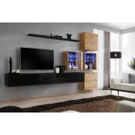 Paris Prix Meuble TV Mural Design "Switch XIX" 310cm Noir & Naturel