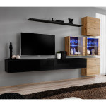 paris prix Meuble TV Mural Design "Switch XIX" 310cm Noir & Naturel
