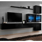 paris prix Meuble TV Mural Design "Switch XIX" 310cm Noir